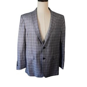 Brooks Brothers Regent‎ Fit Plaid Wool Linen Blend Sport Coat Blazer Mens 44R